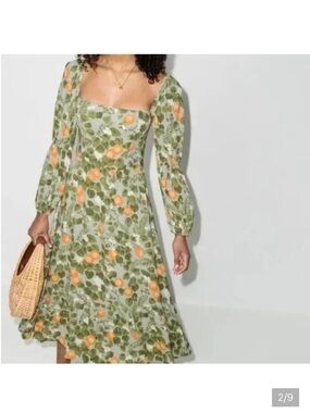 Reformation mica dress in olive grove size 8